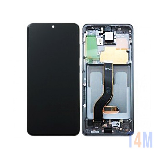 SAMSUNG GALAXY S20, SM-G980 / GALAXY S20 5G, SM-G981 (GH82-22131A/22123A) TOUCH+LCD WITH FRAME GREY/BLACK SERVICE PACK ORIGINAL